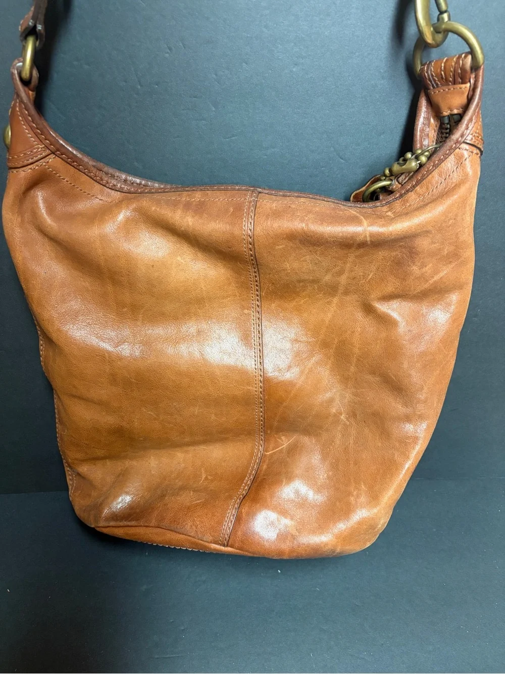 Coach Leather Hobo Bag - Cognac Brown